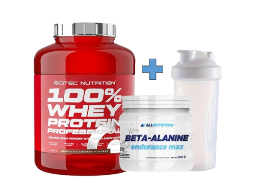 Scitec Nutrition 100% Whey Professional 2350 gr + AllNutrition Beta-Alanine Endurance Max 250 gr + shaker